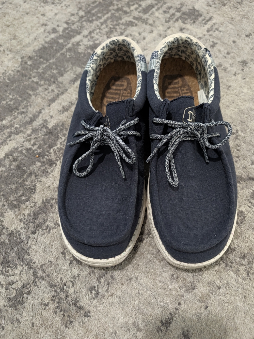 Hey Dude Navy Canvas Sneakers with Patterned Lining